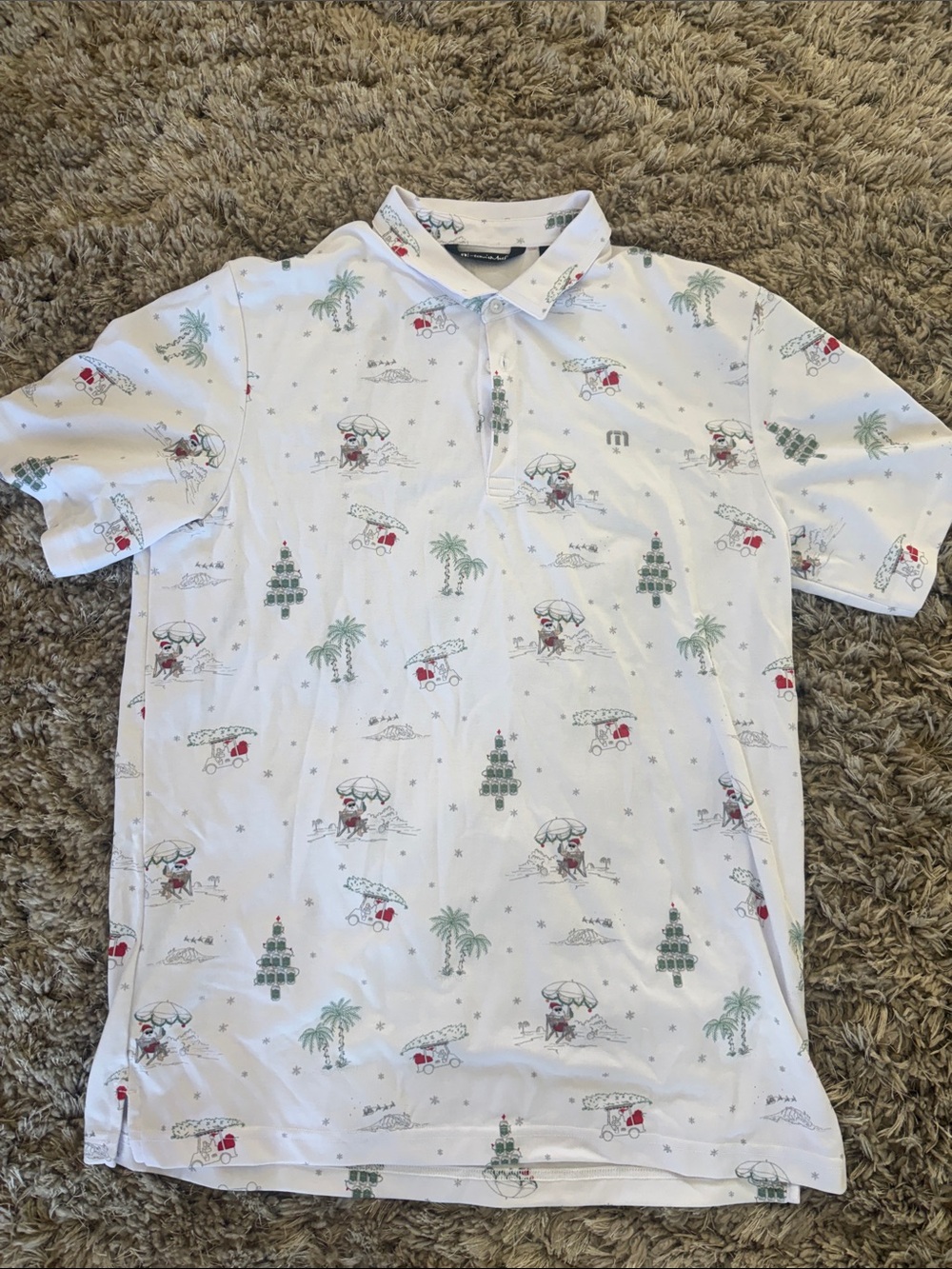 Travis, Matthew Holiday Print Polo Shirt - Men's XL